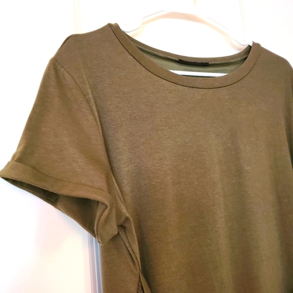 Lillusory Ruched Tee Shirt Tie Waist Dress Green XL - Picture 4 of 14